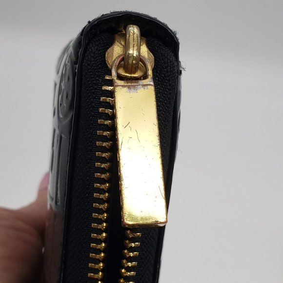 TORY BURCH Embossed Black Patent Leather T Logo Luxe Continental Wallet Clutch - Picture 9 of 14